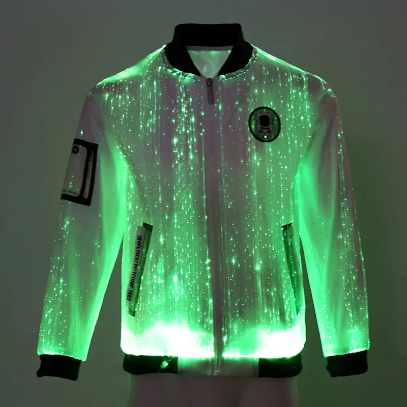 Красочная светодиодная подсветка, танцевальная одежда для выступлений, праздничная светодиодная подсветка, светодиодная светящаяся волоконно-оптическая вечерняя куртка