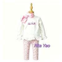 Ensemble sweat-shirt à volants monogrammé pour bébés filles, en molleton bouclette, et leggings floraux – Tenue de boutique d'automne pour enfants