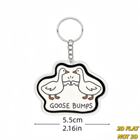 Porte-clés en acrylique Goose Bumps, design d'oie amusant, porte-clés léger et original, petit