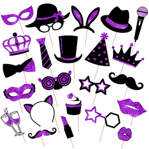 Paquete de Accesorios para Fotos de Fiesta de Disfraces, Sombreros, Gafas, Lápiz Labial, Corbata, Corona para Cumpleaños, Bodas, Año Nuevo, Graduaciones - Product Image 3