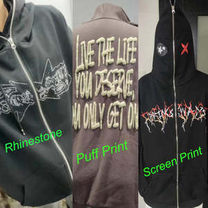Wholesale Mens 100% Cotton Plain Unisex Embroidery <b>Full</b> <b>Zip</b> <b>up</b> <b>Hoodie</b> Custom Logo Oversize Pullover Blank Heavyweight Hoodies - Product Image 4