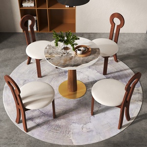 Voxhome Drop Shipping Modern Sintered Stone Square Dining Room Furniture <strong>4</strong> <strong>Seater</strong> <strong>Bistro</strong> Coffee Shop Dining Table Chairs <strong>Set</strong> - Product Image 6