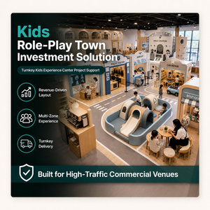 Centre de jeux intérieur Role Play City avec arches, façades de magasins, toboggans et route centrale, conception mini personnalisée, service <span class=keywords><strong>d</strong></span>'installation clé <span class=keywords><strong>en</strong></span> main - Product Image 1