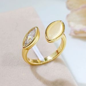 Anello Aperto a Forma di Rombo con Dettagli Scintillanti, Design Creativo, Accessori di Moda per Donne - Product Image 3