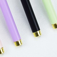 Stylo bille élégant en métal pastel, fin, avec capuchon doré et clip, rechargeable, mignon, cadeau de papeterie de bureau pour femmes