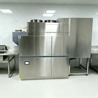 Lave-vaisselle à convoyeur à récupération de chaleur, stérilisation haute température, 200 plateaux/h, acier de qualité alimentaire, pour hôtels et restaurants