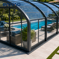 Maßgefertigte Einziehbare Aluminium-Schwimmbadüberdachung Moderne Polycarbonat-Abdeckung Schiebe-Wintergarten für Hinterhof und Garten