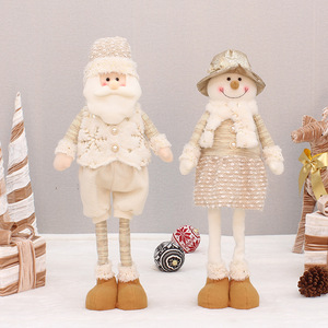 Poupée bonhomme de neige en tissu de couleur claire, décoration de Noël pour intérieur, finition mate - Product Image 3