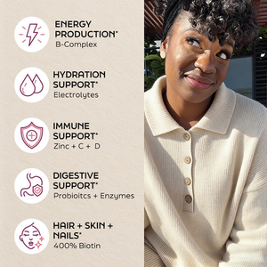 Complément alimentaire de soutien digestif et énergétique pour femmes, multivitamines, électrolytes hydratants, végétalien, poudre naturelle en sachet, marque privée - Product Image 2