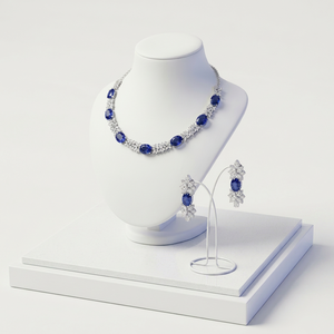 Collection Saphir Eclipse – Ensemble Collier et Boucles d'Oreilles en Or Massif 14K avec Diamants de Laboratoire Taille Brillant Certifiés par un Certificat Tierce Partie – Luxe - Product Image 1
