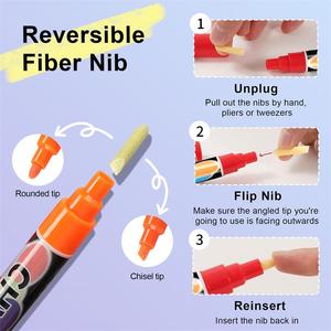 Xe Cửa Sổ Đánh Dấu Cho Thủy Tinh Có Thể Giặt Sống Động Màu Sắc Lỏng Chalk Bút Với 6Mm Cảm Thấy Lời Khuyên 3Trong 1 Nib Cửa Sổ Sơn Cho Bảng Bảng - Product Image 3