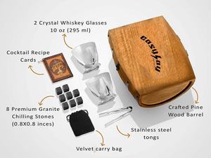 Top vente bois bois bois whisky demi barils baril pierres cadeau ensemble avec glaçage pierre Cubes verres tasses caboteur - Product Image 3