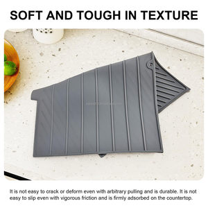 Tapis de séchage de vaisselle en silicone avec rebord de drainage intégré, tapis antidérapant et isolant thermique pour comptoir de cuisine - Product Image 4