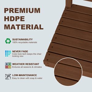 Ensemble de 2 chaises à <span class=keywords><strong>bascule</strong></span> d'extérieur modernes et écologiques en HDPE surdimensionnées pour adultes, pour porche, jardin, pelouse, couleur marron - Product Image 5