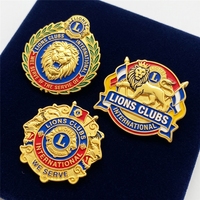 Prix d'usine en gros, alliage de zinc, émail dur, relief 3D, personnalisé, faible MOQ, épingles de revers personnalisées Lions Club