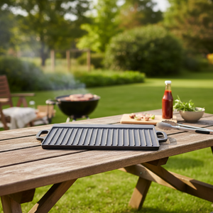 China Manufacture Double Side Pre-seasoned Cast Iron Griddle for Camping - Product Image 2