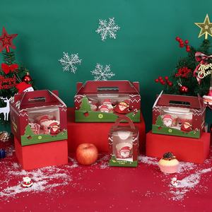 Caja de pastel transparente rectangular XJH en relieve Navidad <span class=keywords><strong>Jumbo</strong></span> 6/12 cavidades cartón Cupcakes embalaje ventana transparente para Cupcake - Product Image 3