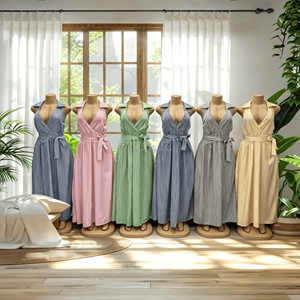 Abito Estivo 2026 Nuovo Maxi Floreale Ampio con Scollo a V, Vita Naturale, Traspirante, Elegante, Casual, <span class=keywords><strong>Taglie</strong></span> Forti <span class=keywords><strong>da</strong></span> Donna - Product Image 5