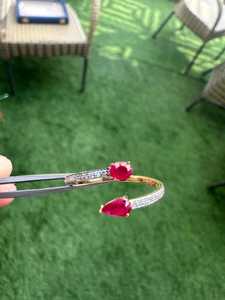 Bague d'éternité délicate en or massif 10K avec rubis naturel et diamants, alliance de mariage, bijou élégant et remarquable, cadeau pour elle, femme - Product Image 2
