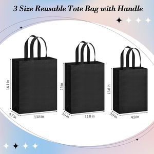 Sacs fourre-tout réutilisables en non-tissé, 3 tailles, sacs de courses pliables avec poignées, lot de 60, usage professionnel - Product Image 3