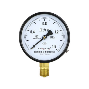 Manomètre à vide radial à filetage standard M20*1.5 pour eau, gaz, huile et systèmes hydrauliques ; Acier inoxydable Y100 - Product Image 2