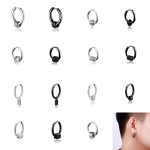 Clip Trên Bông Tai Bằng Thép Không Gỉ Bông Tai Đen Cho Nam Trang Sức Thời Trang Hip Hop - Product Image 1