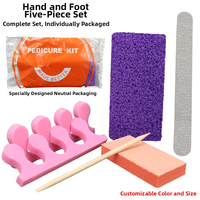 Kit de Pédicure 5 Pièces Violet avec Pierre Ponce, Lime à Ongles en Bois et Séparateurs d'Orteils – Ensemble de Manucure Jetable pour Salon, SPA, Vente en Gros