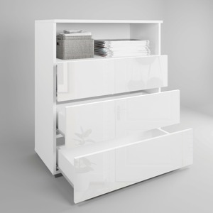 <span class=keywords><strong>Commode</strong></span> à 3 tiroirs en bois blanc brillant, design sans poignées, pour chambre à coucher, MOQ <span class=keywords><strong>100</strong></span> - Product Image 3