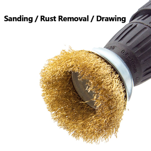 Roue métallique antirouille en métal avec poignée, polissage et ébavurage, <span class=keywords><strong>brosse</strong></span> métallique de haute qualité pour le travail du bois - Product Image 5