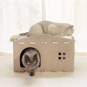 Kapalı için çevre dostu keçe kedi mağara yatakları, <span class=keywords><strong>Pet</strong></span> kedi evi katlanmış Hideaway kapalı yatak avrupa tarzı - Product Image 6