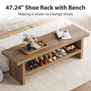 SENYU Wood <b>Shoe</b> <b>Rack</b> <b>Bench</b> With Storage Shelf Modern Scandinavian Design Home Furniture For Entryway Or Bedroom Use - Product Image 4