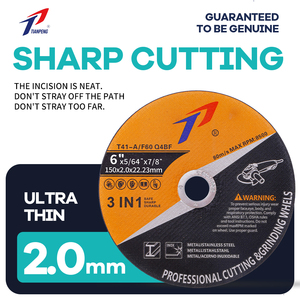 Disque de coupe abrasif TIANPENG 6 pouces 150*1.2*22.23 mm à 2 recharges, jaune foncé, pour acier inoxydable - Product Image 2