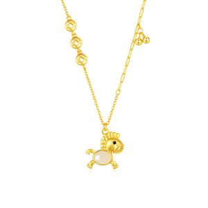 Nouveau Collier Pendentif Poney pour <span class=keywords><strong>Femme</strong></span>, Style Sportif et Mignon - Design Créatif Animal du Zodiaque 'Money Way' en Bambou, Luxe Abordable - Product Image 5