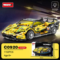 WOMA TOYS C0920 1152 pièces 1:14 Modèle de voiture STEM lumineux à construire en blocs Supercar Voiture de sport RC Voiture technique