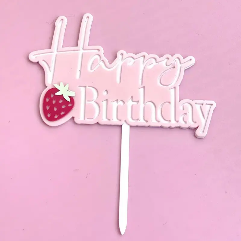Ychon Cake Topper acrílico bolo topper decoração morango ornamentos crianças aniversário bolo