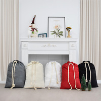 Nouvelle toile Double cordon noël Santa sac 50*70cm pour cadeau noël paquet stockage grand père noël sac