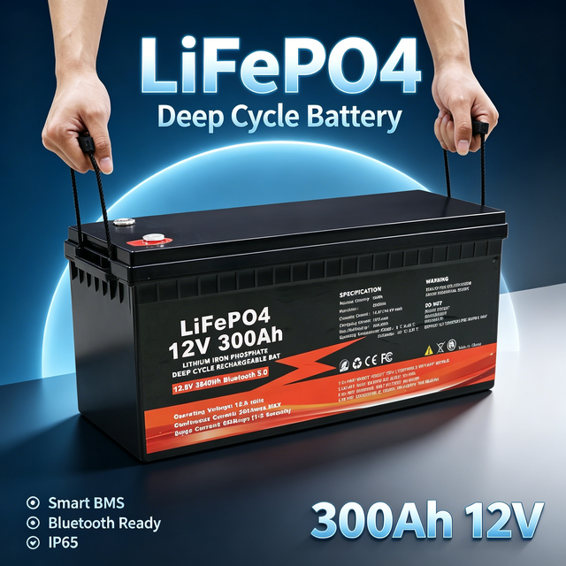 12V 300Ah LiFePO4 Lithium Battery 200A BMS Bluetooth for RV Camper Trailer Boat Solar Energy Storage