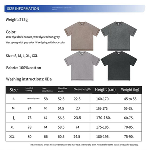 T-shirt en coton 100% de haute qualité, coupe classique, tricoté, délavé à l'acide, décontracté, impression de logo personnalisée pour hommes, vente en gros - Product Image 3