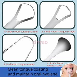 Pembersih pengeruk lidah logam besi tahan karat 100% 304 Logo kustom Scrubber mengurangi bau mulut untuk perawatan mulut higienis untuk dewasa - Product Image 2