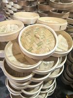 Couvercle de cuisson en bambou naturel tressé à la main, 2 couches empilables, capacité 2L, écologique, taille personnalisable pour la restauration