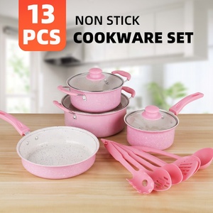 Shopee Hot <strong>Sale</strong> 13 Pcs Kitchen Pink Blue <strong>Pots</strong> <strong>and</strong> <strong>Pans</strong> Iron <strong>Non</strong> <strong>Stick</strong> Cookware <strong>Sets</strong> - Product Image 2