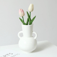 Vase de table moderne en porcelaine noire, écologique, cuit à haute température, pour décoration intérieure, centre de table, mariage, dîner, salon
