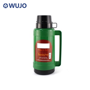 Thermos en plastique de 1,8 L avec doublure en verre, pour café, thé ou eau chaude, fabrication <span class=keywords><strong>2022</strong></span>, deux tasses, vert - Product Image 2