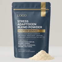 Poudre de mélange adaptogène anti-stress certifiée GMP pour adultes, marque privée, certifiée Halal/Kosher, vente en gros directe d'usine, personnalisable
