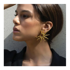 Pendientes de acero inoxidable esculpidos con sol ardiente para uso diario para mujer, diseños individuales maravillosamente únicos, joyería de piedra de perla a la moda - Product Image 4