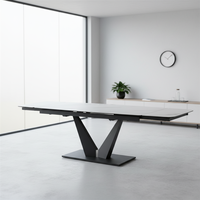 Ensemble de table et chaises de salle à manger en céramique de style italien, extensible, pliable, rectangulaire, 10 places, pour maisons modernes et hôtels