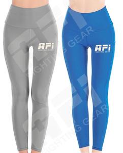 Mallas deportivas de cintura alta para mujer, pantalones con cierre de cintura elástica con bolsillos de entrenamiento y estampado de retazos - Product Image 1