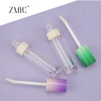 Tube de brillant à lèvres transparent de 6 ml, tube de rouge à lèvres liquide dégradé, flacon rond vide pour teinte à lèvres avec logo couleur personnalisé et emballage