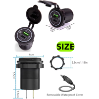 Prise de chargeur de voiture USB Type-C QC3.0, adaptateur double port USB, prise de courant rapide 12V/24V DC PD pour camping-car, bateau, camion