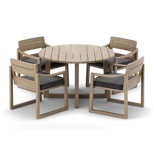 Conjunto de comedor de teca para exteriores de 6 plazas, resistente a la intemperie, muebles de jardín para villa, patio, terraza, hotel, casa de huéspedes - Product Image 5